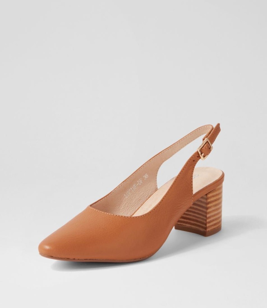 Shoes DIANA FERRARI | Lucine Dark Tan Natural Heel Leather Heels