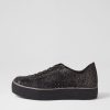 Shoes DJANGO & JULIETTE | Flip Black Shimmer Leather Mesh Sneakers