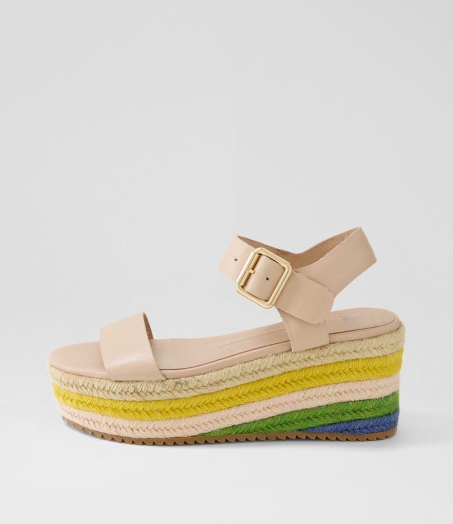 Shoes MOLLINI | Noless Dark Nude Rainbow Leather Rope Espadrilles