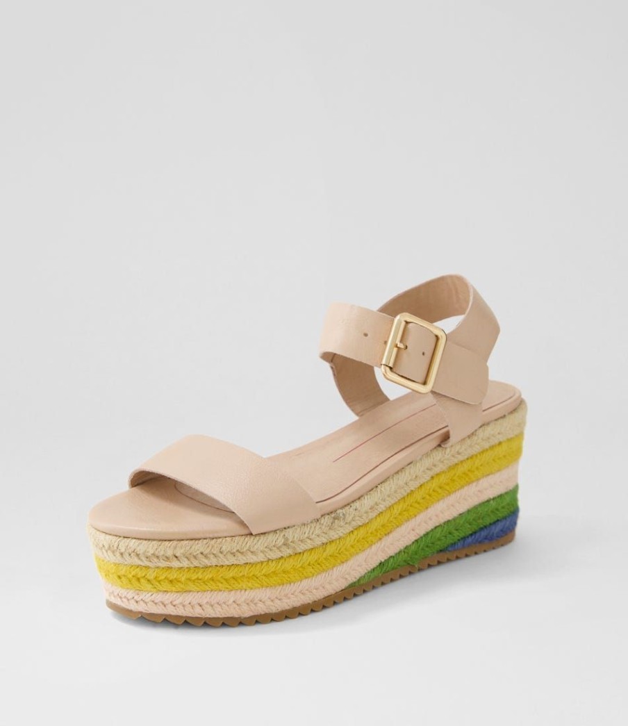 Shoes MOLLINI | Noless Dark Nude Rainbow Leather Rope Espadrilles