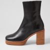 Shoes TOP END | Daneka Black Natural Heel Leather Ankle Boots