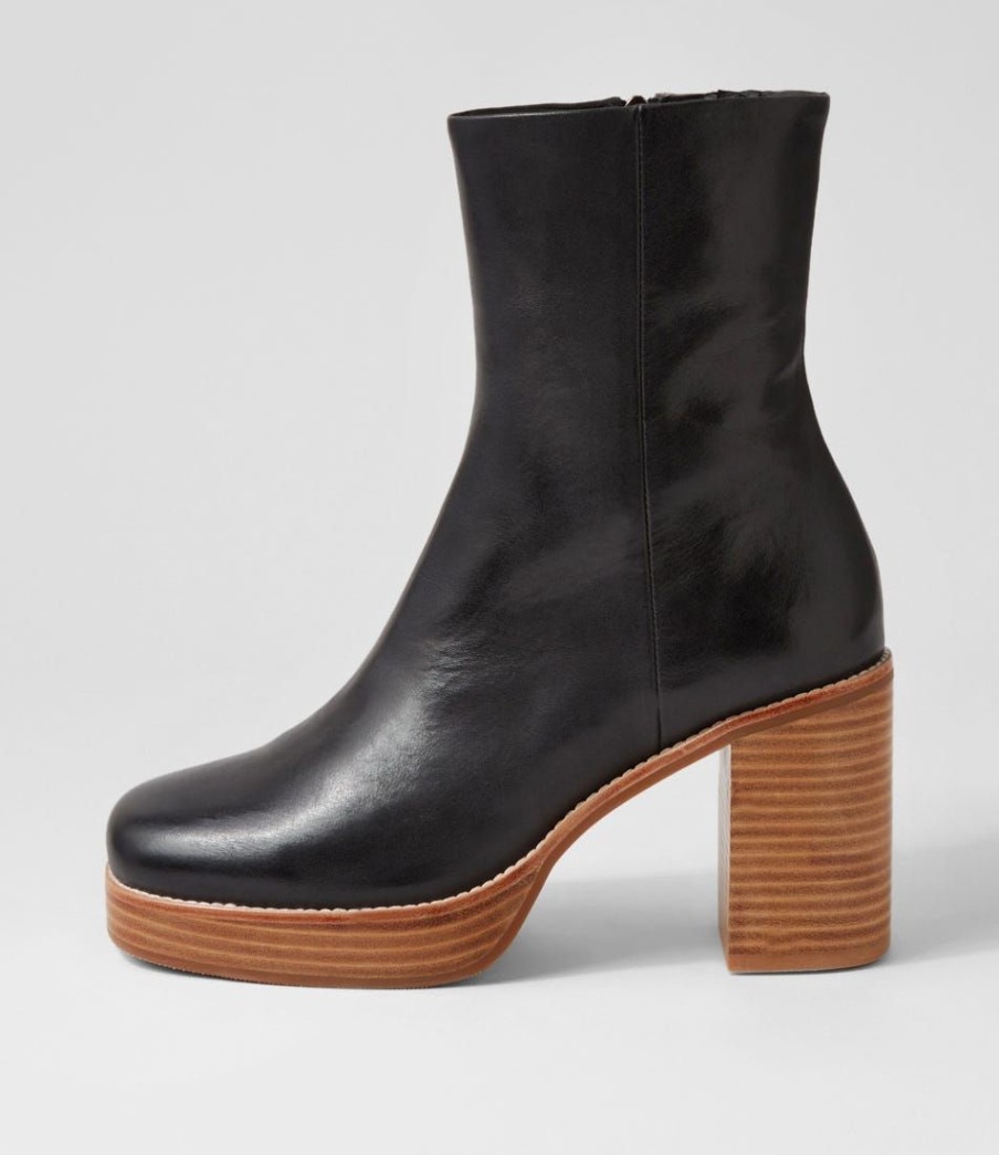 Shoes TOP END | Daneka Black Natural Heel Leather Ankle Boots