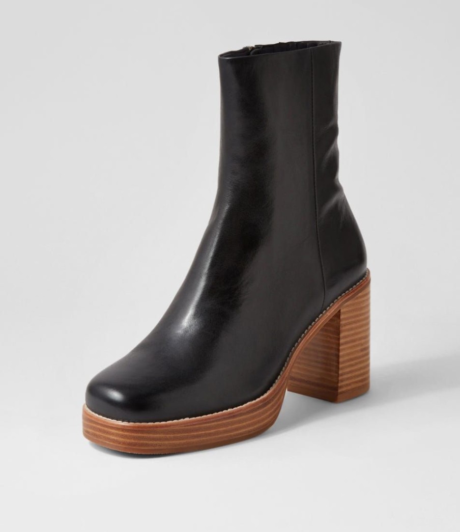 Shoes TOP END | Daneka Black Natural Heel Leather Ankle Boots