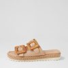 Shoes DJANGO & JULIETTE | Savi Camel Natural Leather Buckle Slides