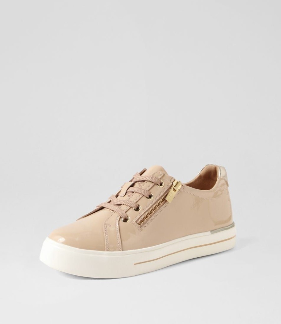 Shoes ZIERA | Audry W Latte Gold Wrinkle Patent Leather Sneakers