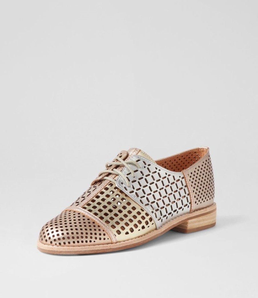 Shoes DJANGO & JULIETTE | Avert Metallic Multi Lace Up Flats