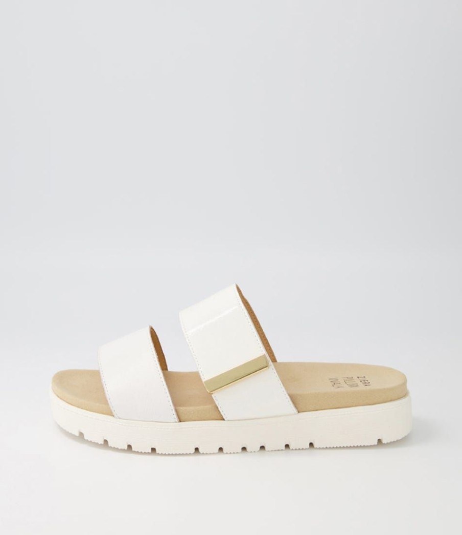 Shoes ZIERA | Nairo Xw White Leather Patent Slides