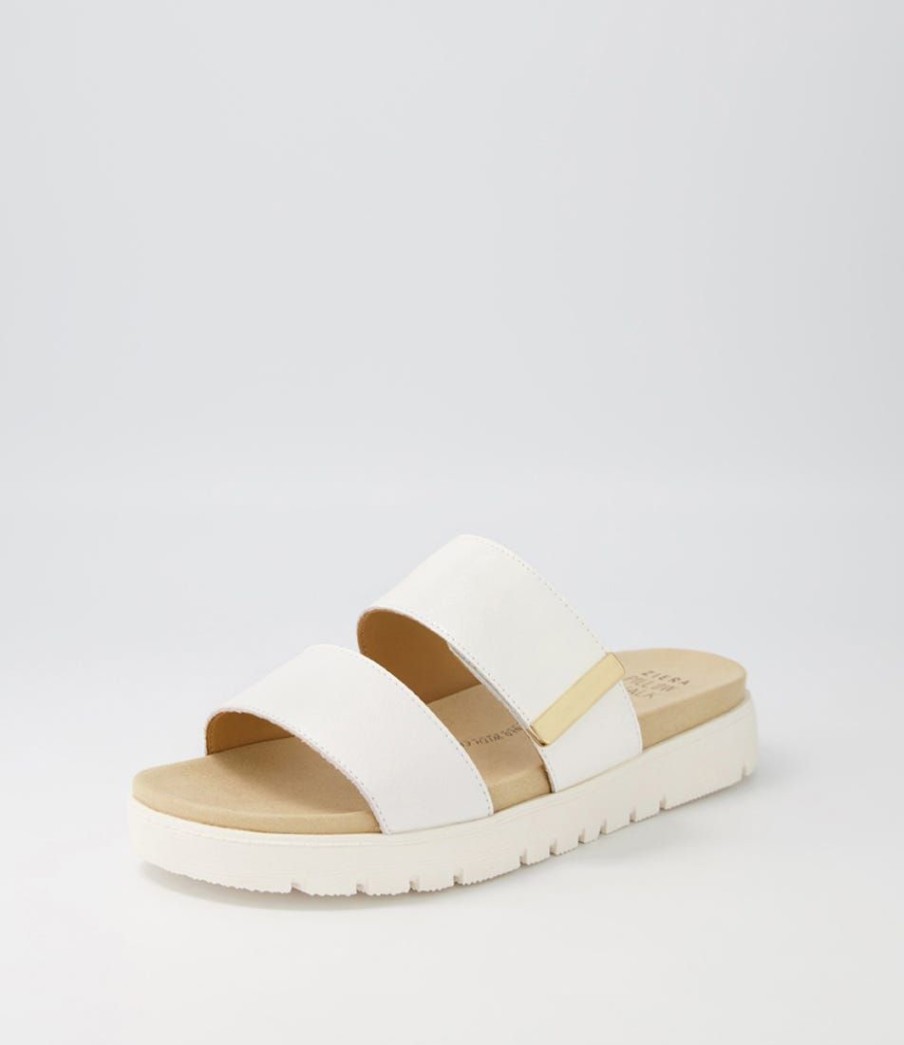 Shoes ZIERA | Nairo Xw White Leather Patent Slides