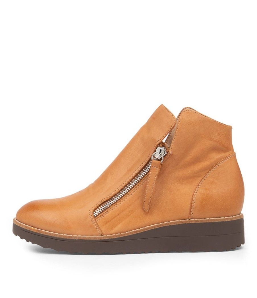 Shoes TOP END | Ohmy Dark Tan Leather Wedge Boots Cs