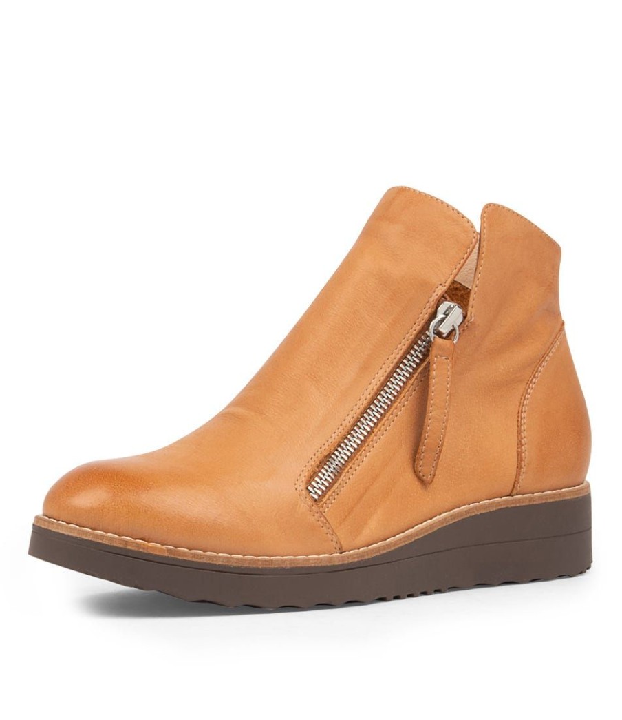 Shoes TOP END | Ohmy Dark Tan Leather Wedge Boots Cs