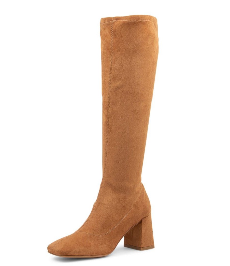 Shoes MOLLINI | Tryit Camel Stretch Microsuede Knee High Boots