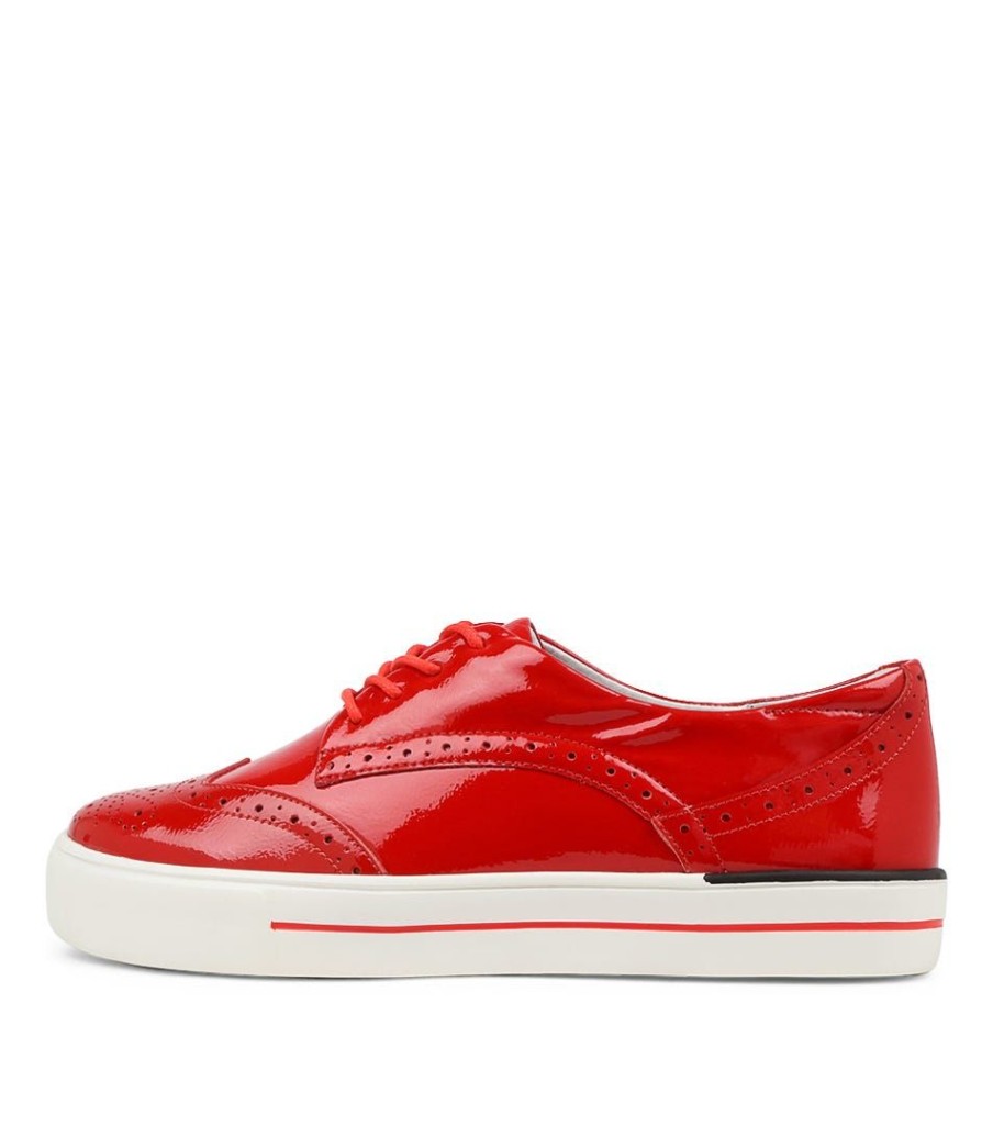 Shoes ZIERA | Alivia W Red Wrinkle Patent Sneakers