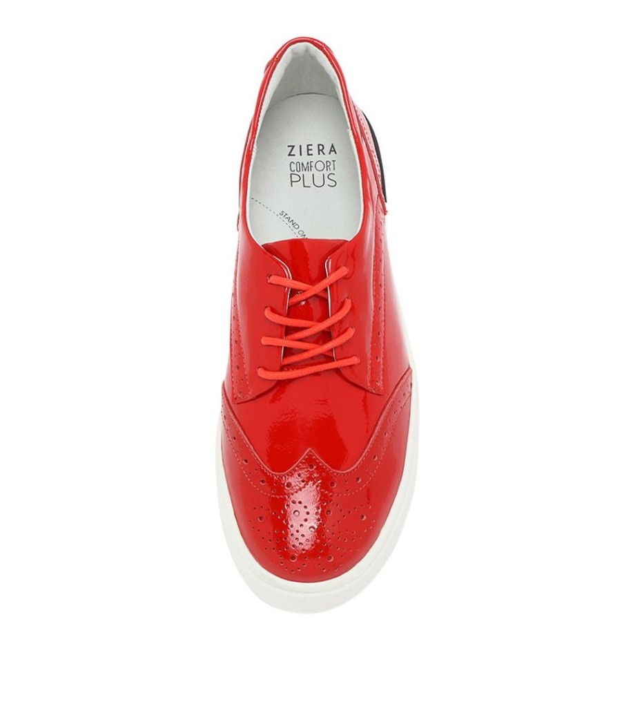 Shoes ZIERA | Alivia W Red Wrinkle Patent Sneakers