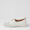 Shoes ZIERA | Lothar W White Leather Lace Up Flats