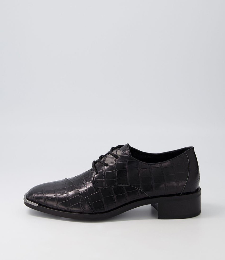 Shoes DJANGO & JULIETTE | Fesla Black Croc Leather Heels