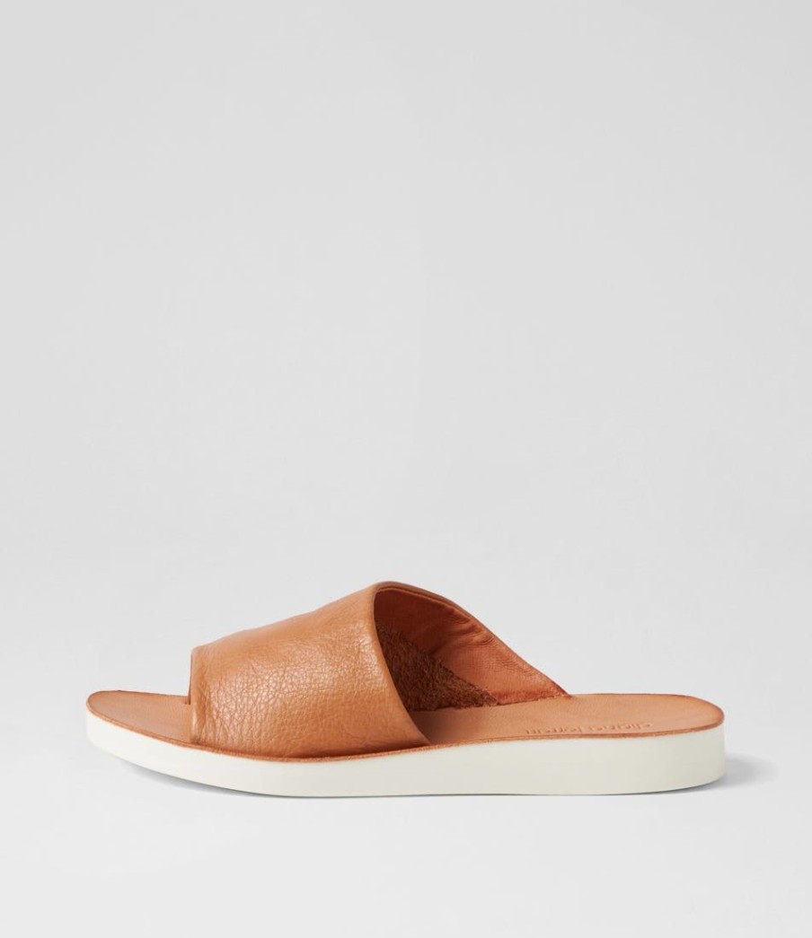 Shoes DIANA FERRARI | Nomen Dark Tan White Leather Slides