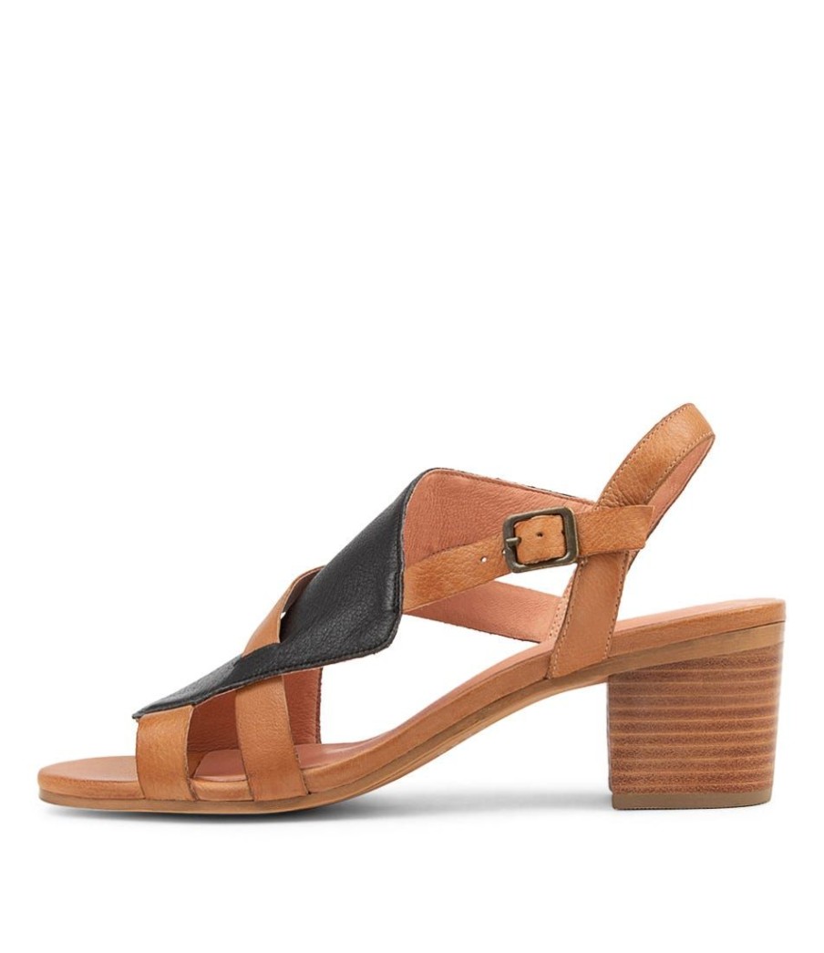 Shoes DJANGO & JULIETTE | Baltimore Lrg Black Dark Tan Leather Sandals