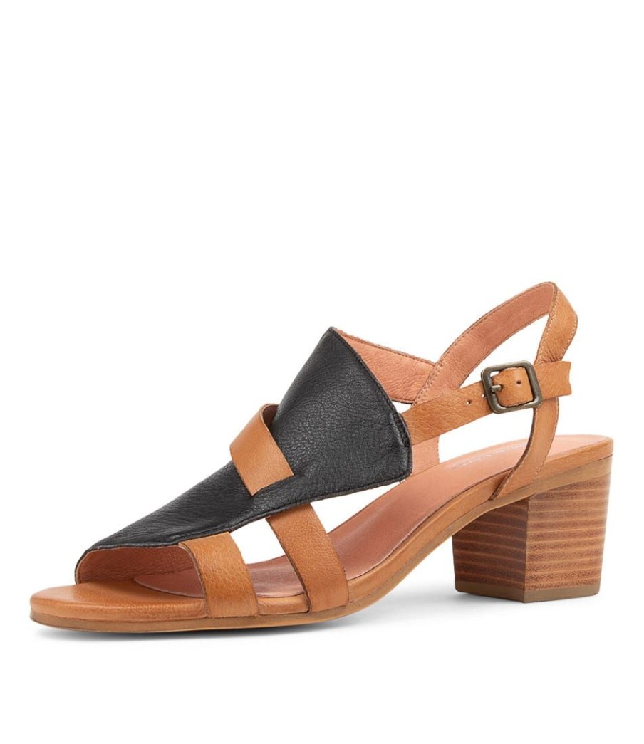 Shoes DJANGO & JULIETTE | Baltimore Lrg Black Dark Tan Leather Sandals