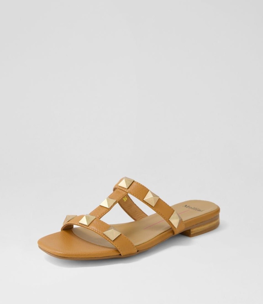 Shoes MOLLINI | Antina Dark Tan Leather Slides