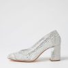 Shoes DJANGO & JULIETTE | Kenedi Silver Off White Shimmer Leather Mesh Heels