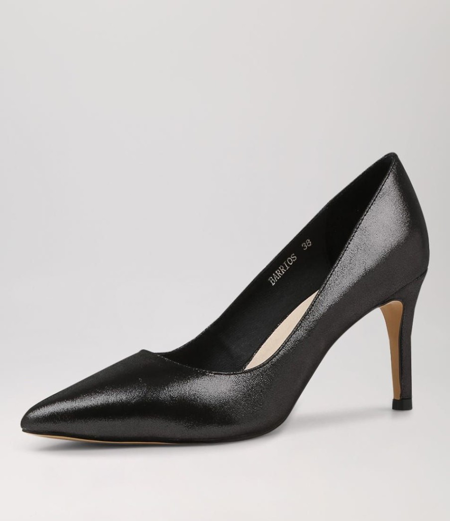 Shoes TOP END | Barrios Black Shimmer Leather Heels