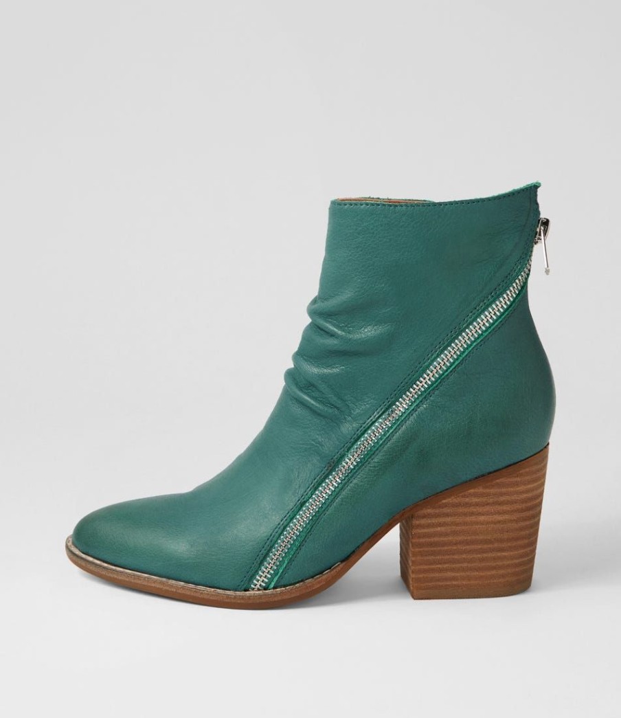 Shoes DJANGO & JULIETTE | Kopke Dark Emerald Leather Ankle Boots