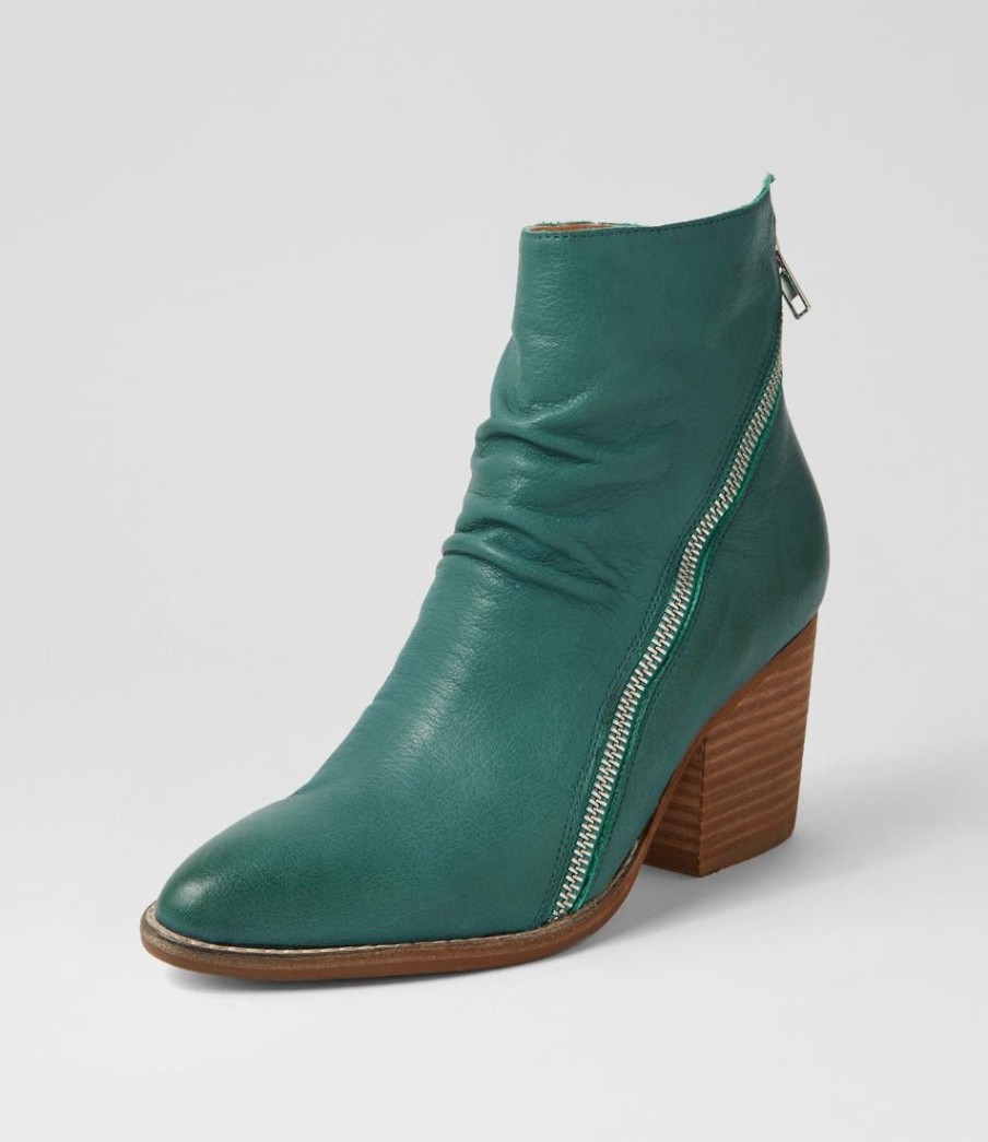 Shoes DJANGO & JULIETTE | Kopke Dark Emerald Leather Ankle Boots