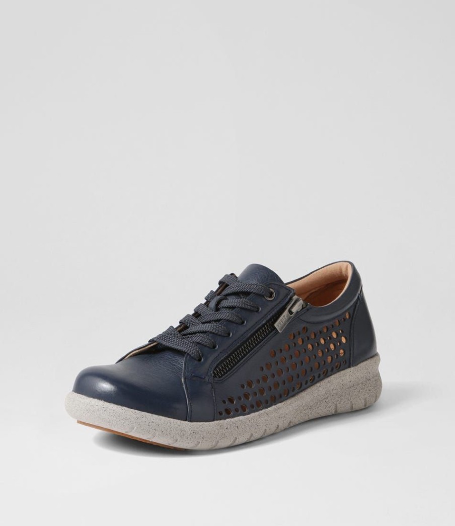 Shoes ZIERA | Shovo Xf Navy Misty Leather Sneakers