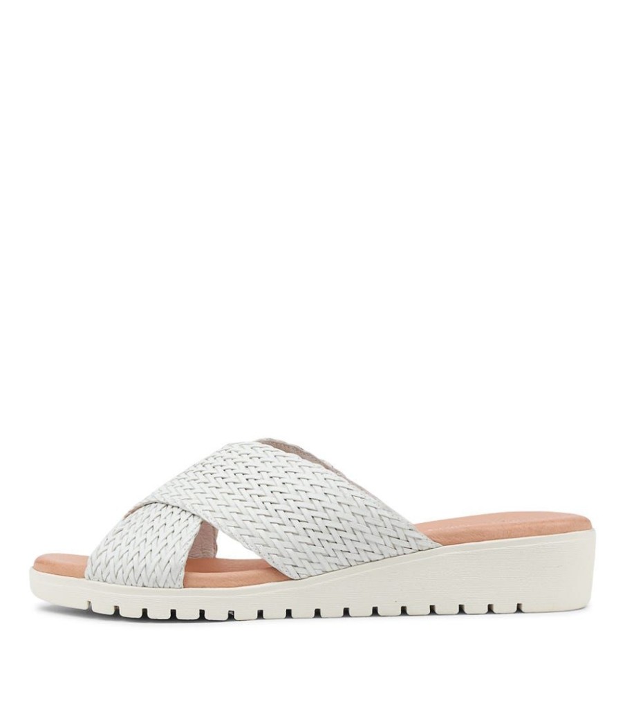 Shoes DJANGO & JULIETTE | Manal White Weave Slides