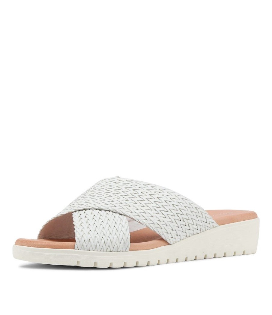 Shoes DJANGO & JULIETTE | Manal White Weave Slides