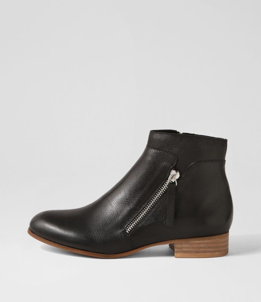 Shoes DJANGO & JULIETTE | Fossa Black Natural Heel Leather Ankle Boots