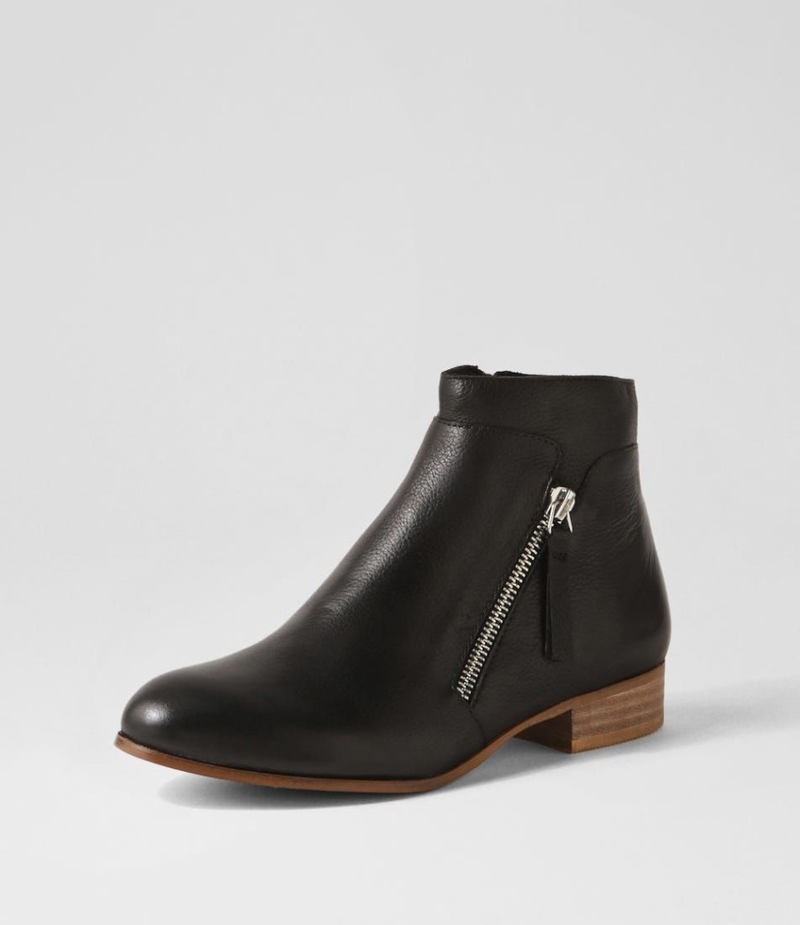 Shoes DJANGO & JULIETTE | Fossa Black Natural Heel Leather Ankle Boots