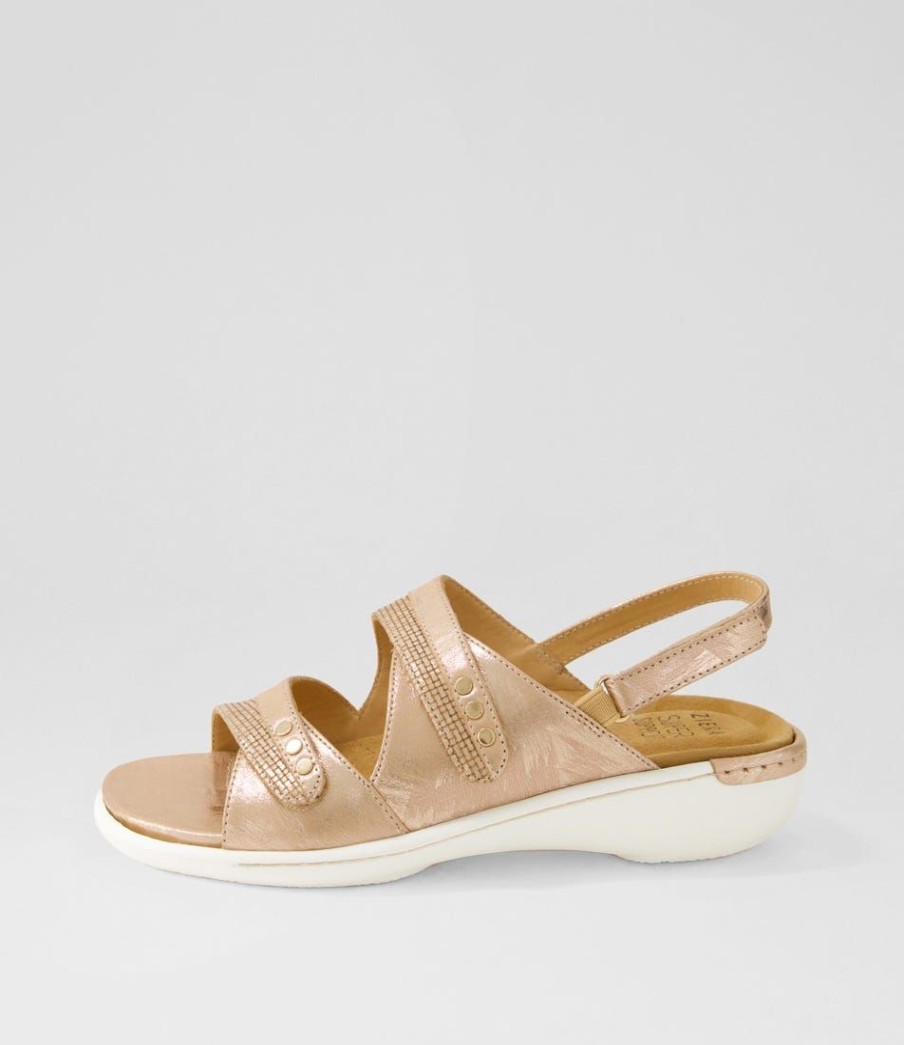 Shoes ZIERA | Bizzy W Rose Gold Scratch Cut Leather Sandals