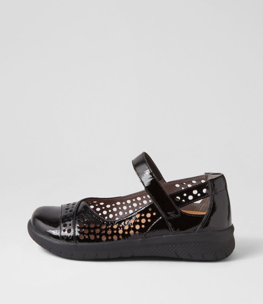 Shoes ZIERA | Sebille Xf Black Wrinkle Patent Flat Shoes