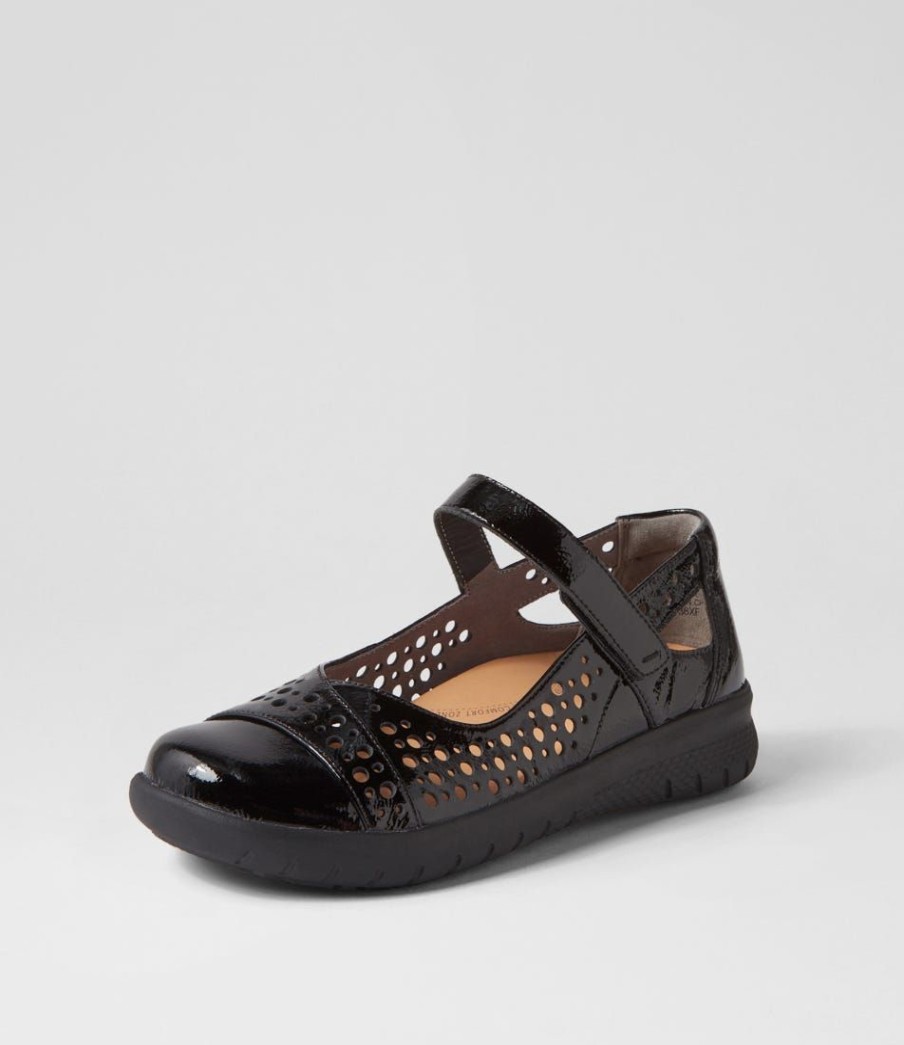 Shoes ZIERA | Sebille Xf Black Wrinkle Patent Flat Shoes