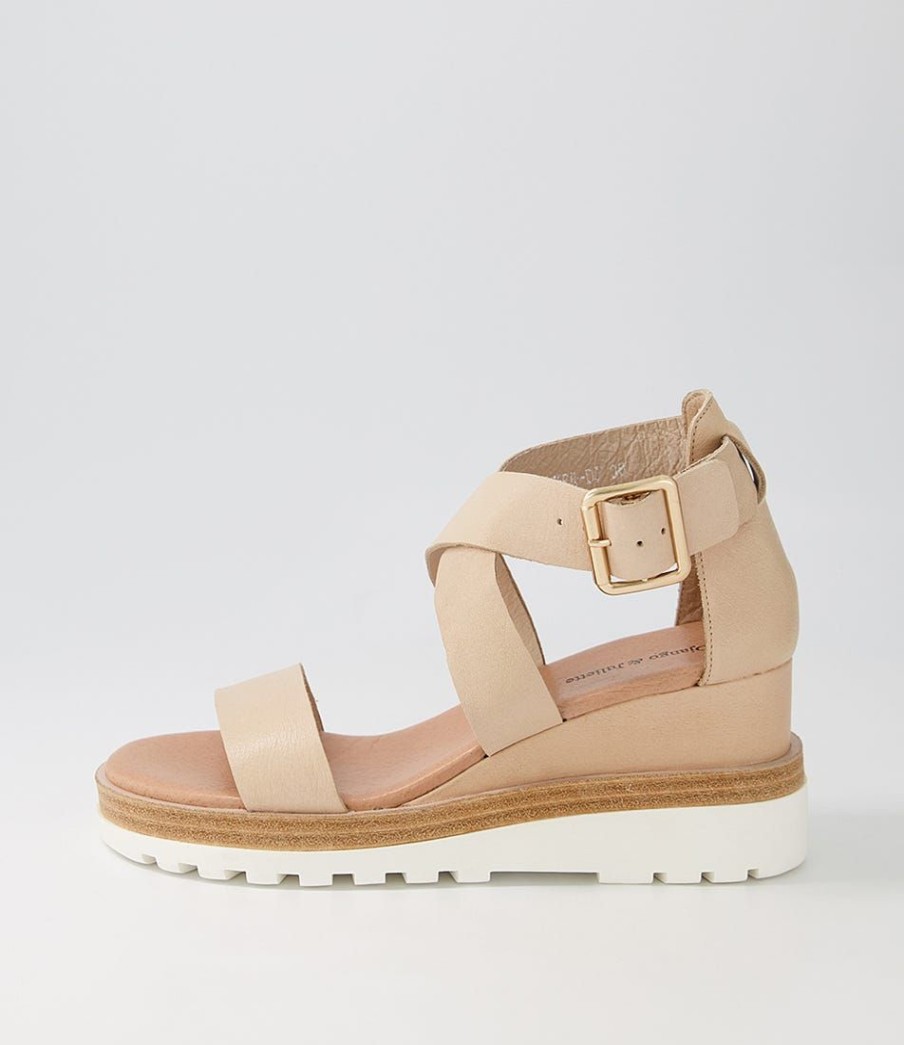 Shoes DJANGO & JULIETTE | Becker Camel White Leather Sandals