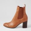 Shoes TOP END | Usset Cognac Choc Elastic Leather Ankle Boots