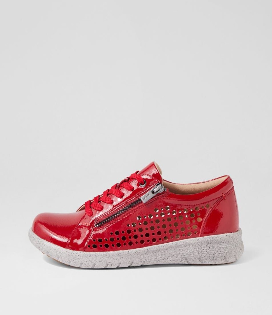 Shoes ZIERA | Shovo Xf Dark Red Wrinkle Patent Sneakers