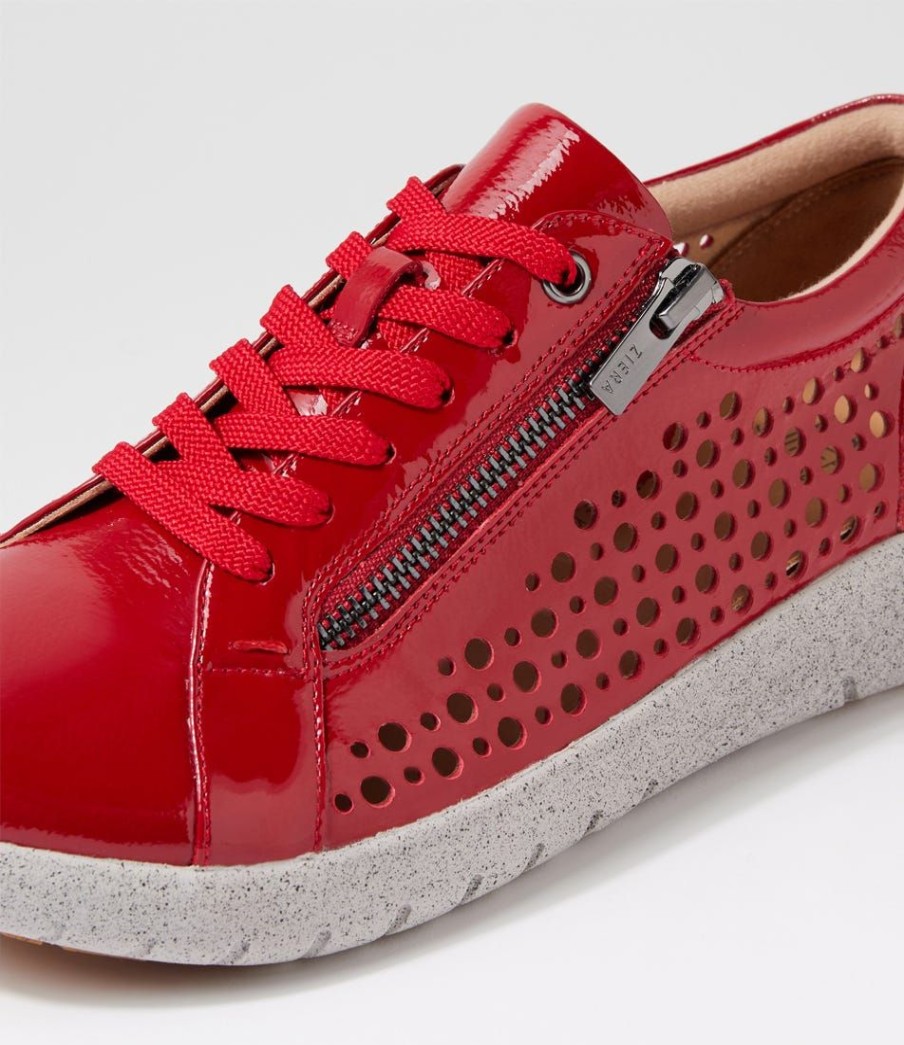 Shoes ZIERA | Shovo Xf Dark Red Wrinkle Patent Sneakers