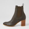 Shoes TOP END | Usset Olive Elastic Leather Ankle Boots