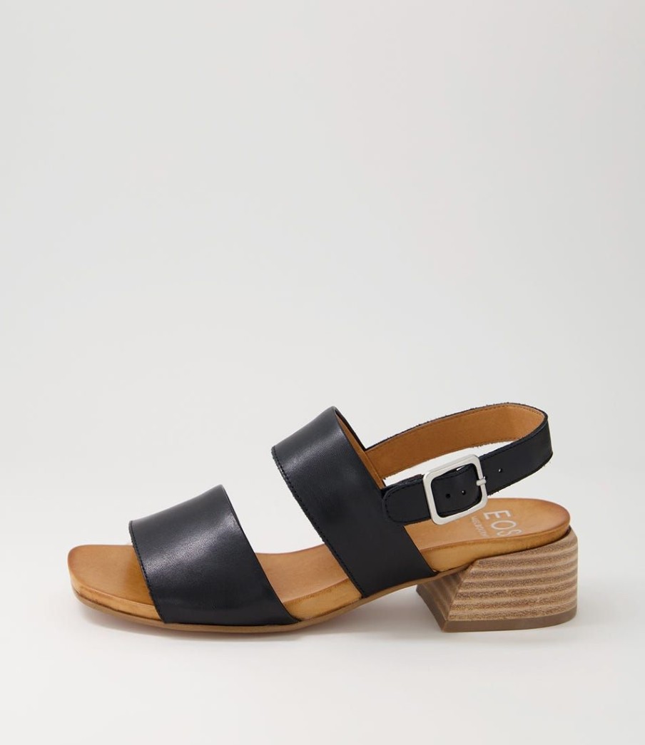 Shoes EOS | Saige Black Leather Sandals