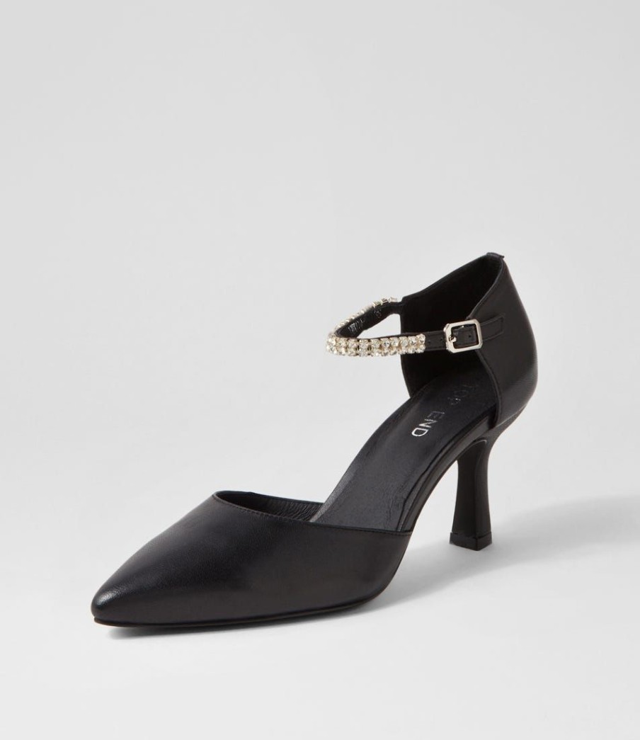 Shoes TOP END | Luxom Black Silver Leather Jewels Heels