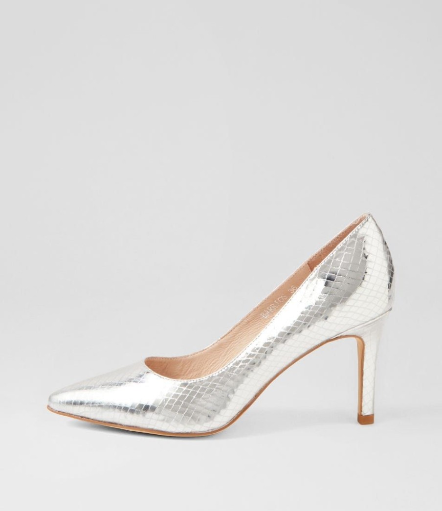 Shoes TOP END | Barrios Silver Mirror Leather Pump Heels