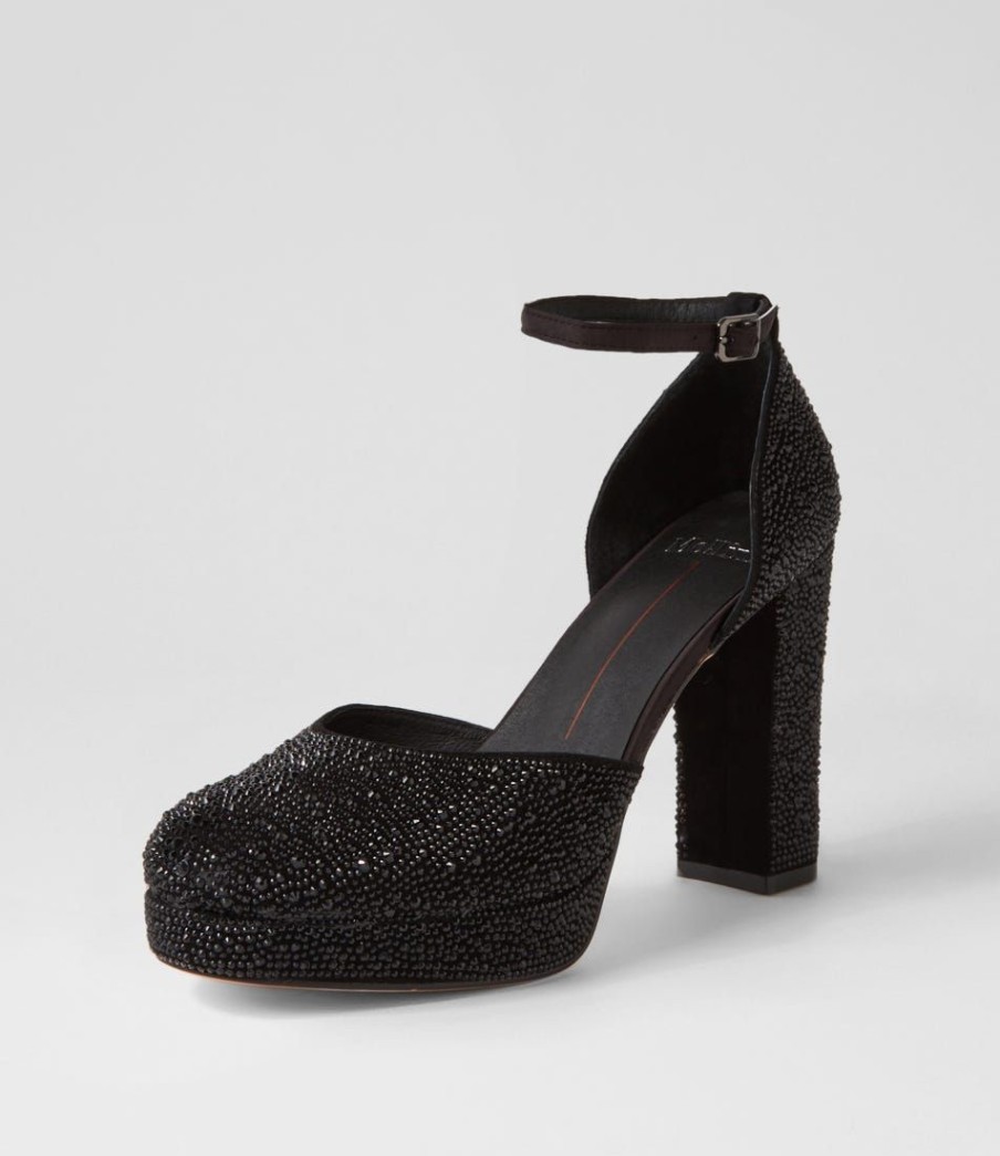 Shoes MOLLINI | Angelar Black Jewels Suede Heels