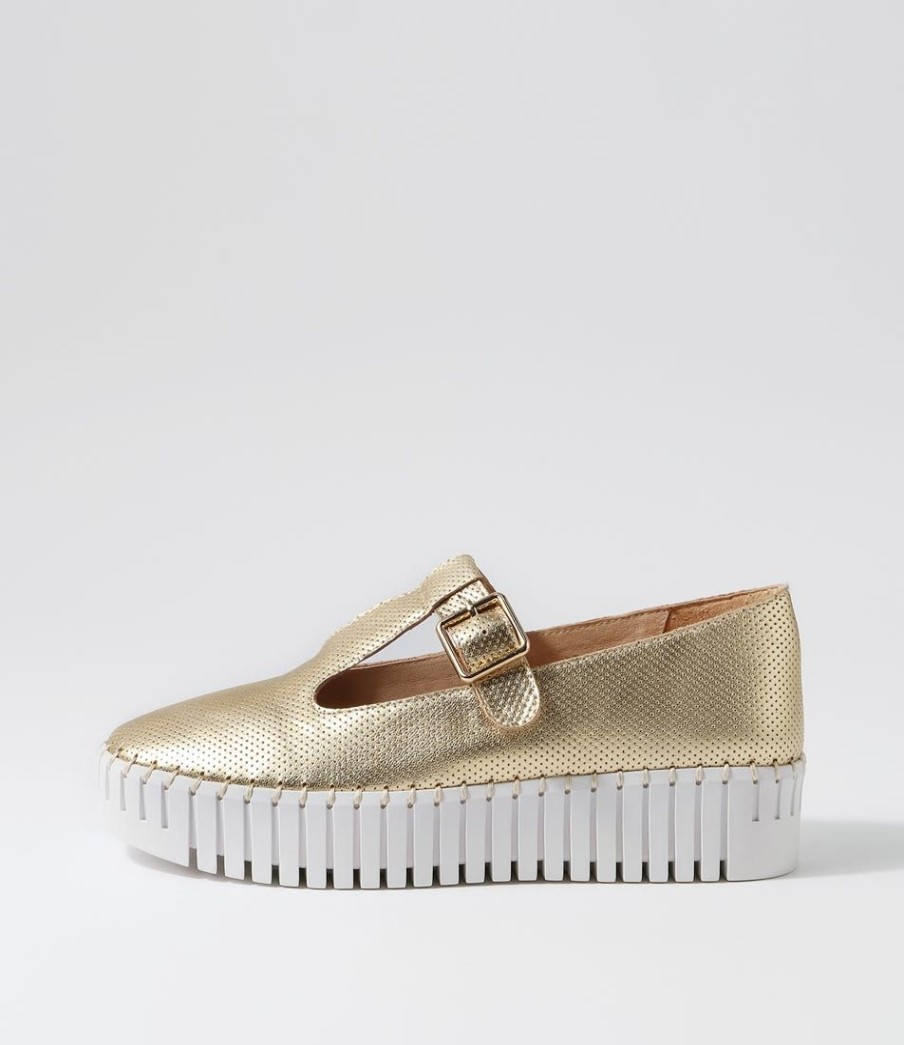 Shoes DJANGO & JULIETTE | Baholt Gold White Leather Sneakers