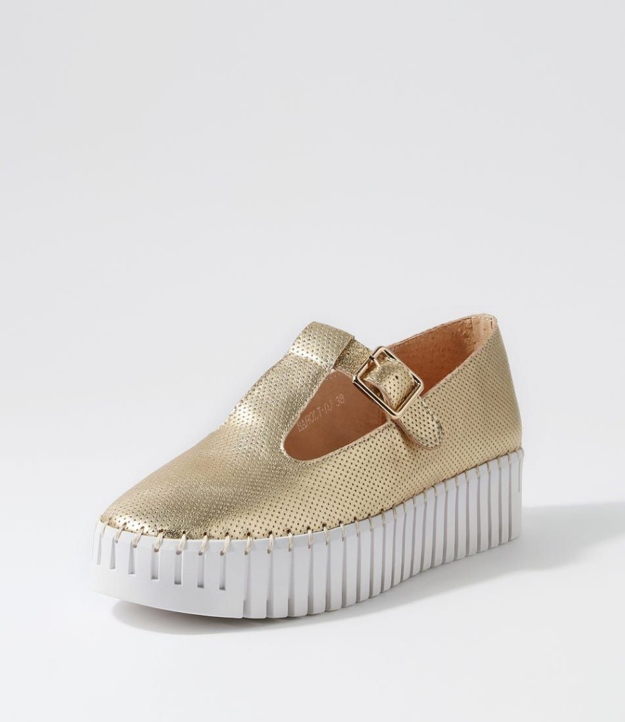 Shoes DJANGO & JULIETTE | Baholt Gold White Leather Sneakers