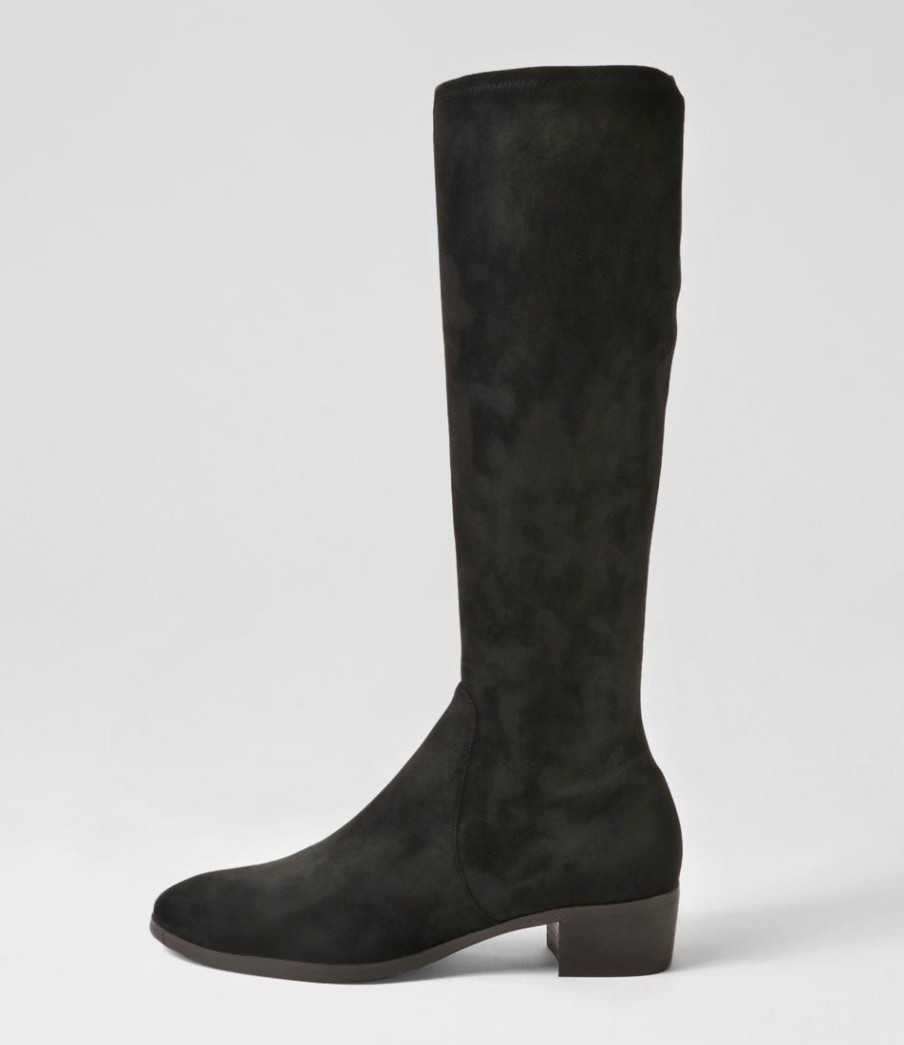 Shoes DJANGO & JULIETTE | Timothie Lrg Black Stretch Microsuede Knee High Boots