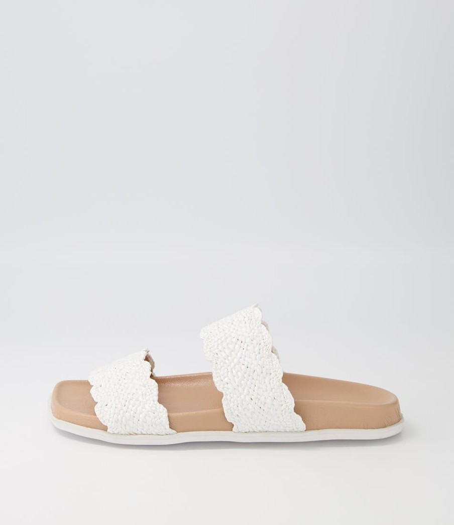 Shoes DJANGO & JULIETTE | Dainton White Fabric Slides