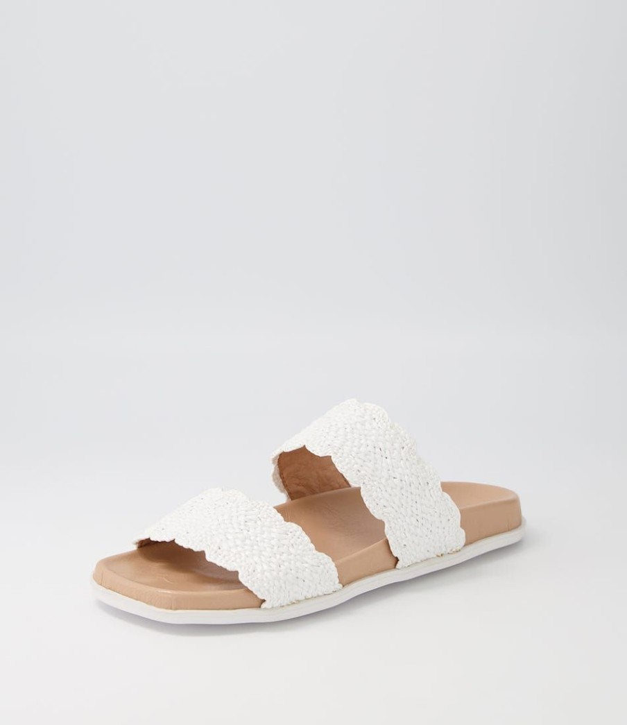 Shoes DJANGO & JULIETTE | Dainton White Fabric Slides