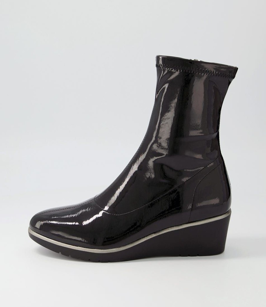 Shoes DJANGO & JULIETTE | Unax Black Stretch Patent Pu Ankle Boots